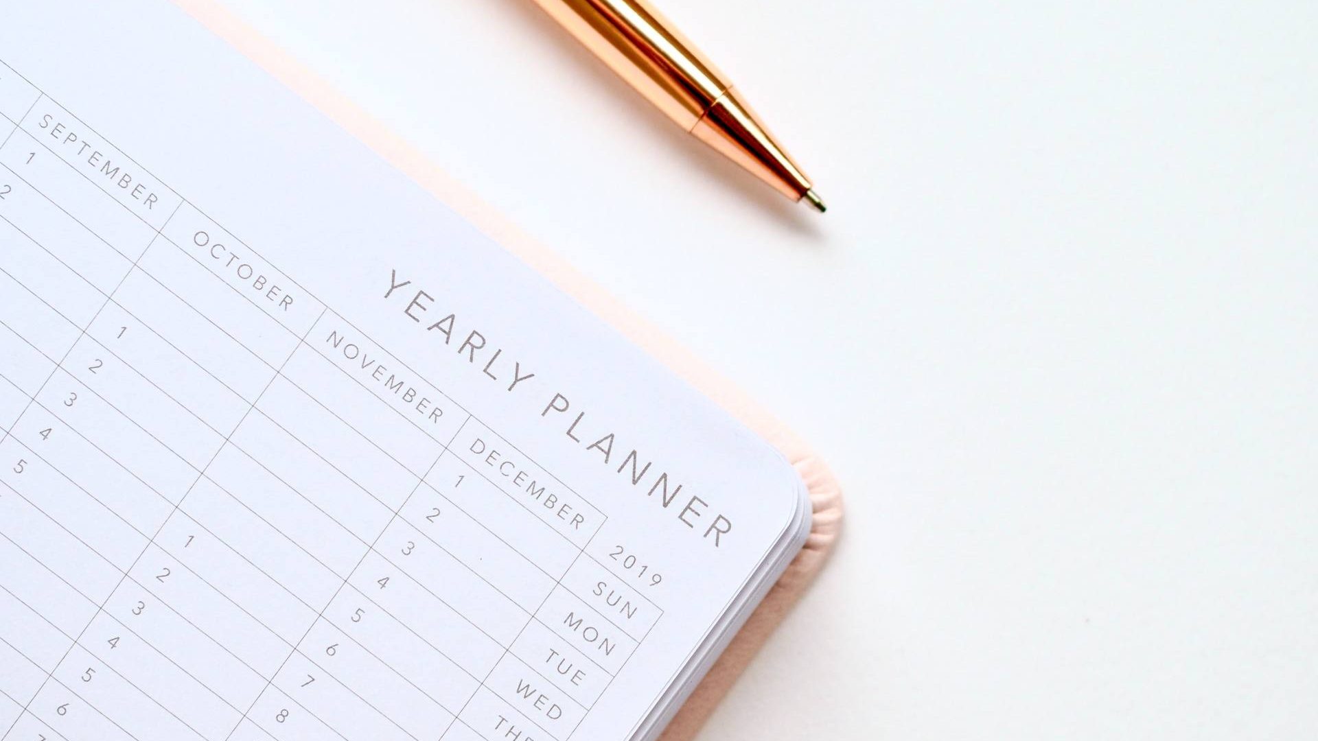 Diary Planner and Gold Pen